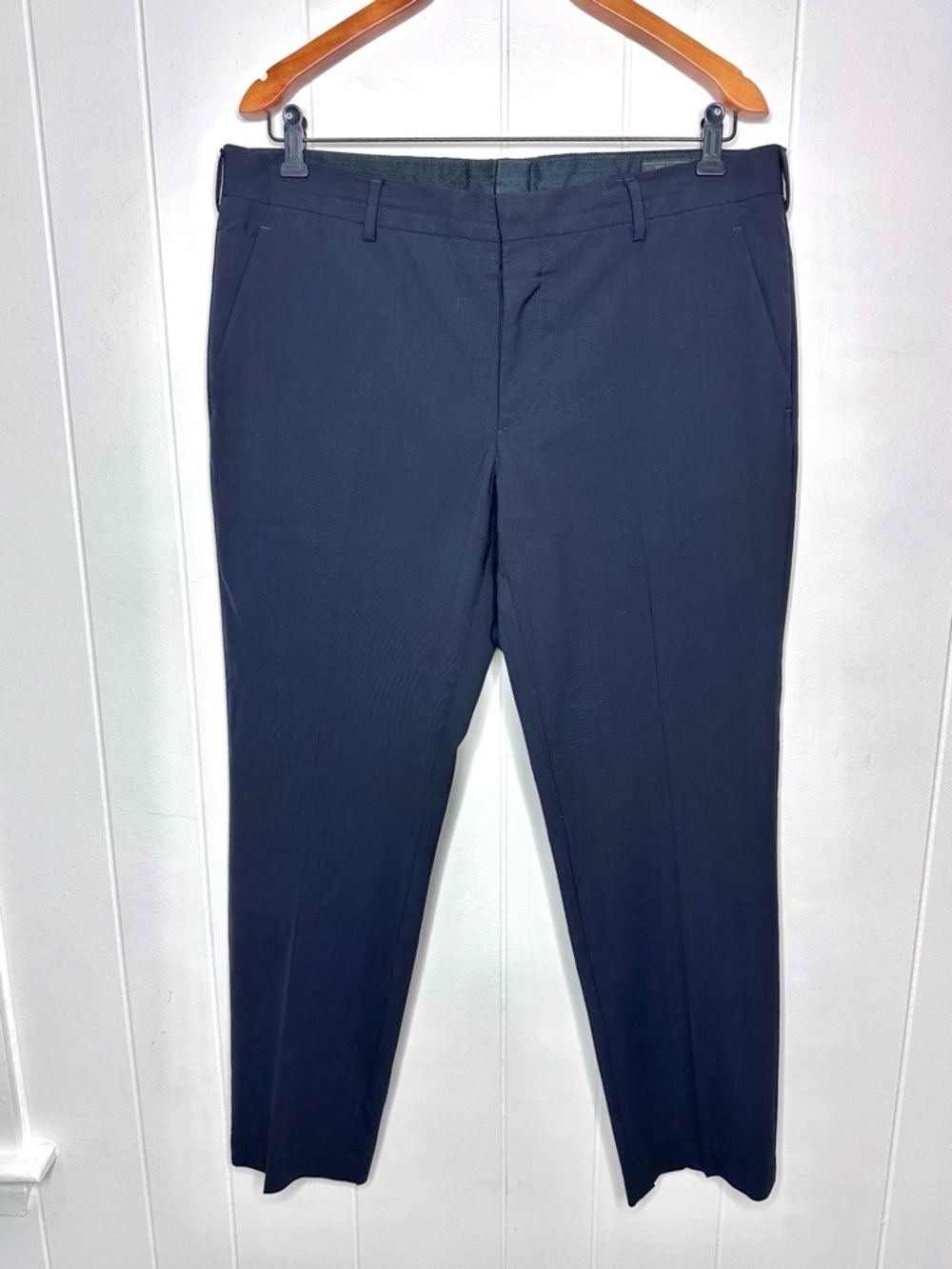 Prada Men’s Navy Wool Slacks Button Fly Dress Pants DNA559 S161